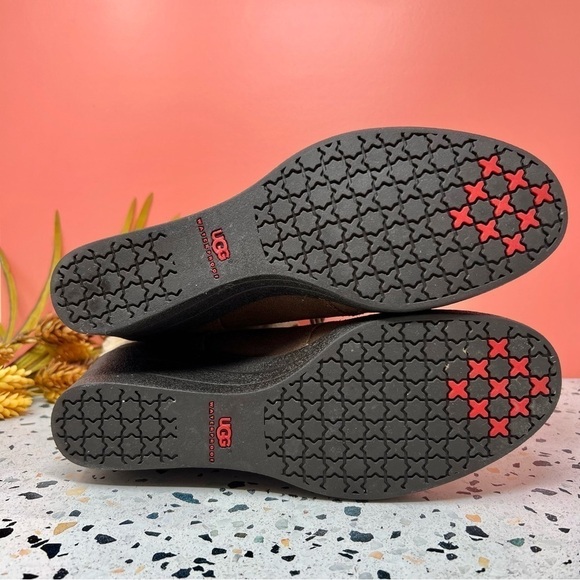 NEW Ugg Shearling Zea Cuffed Brown Leather Lace Up Women’s Winter Boots Sz 12 - Picture 9 of 10